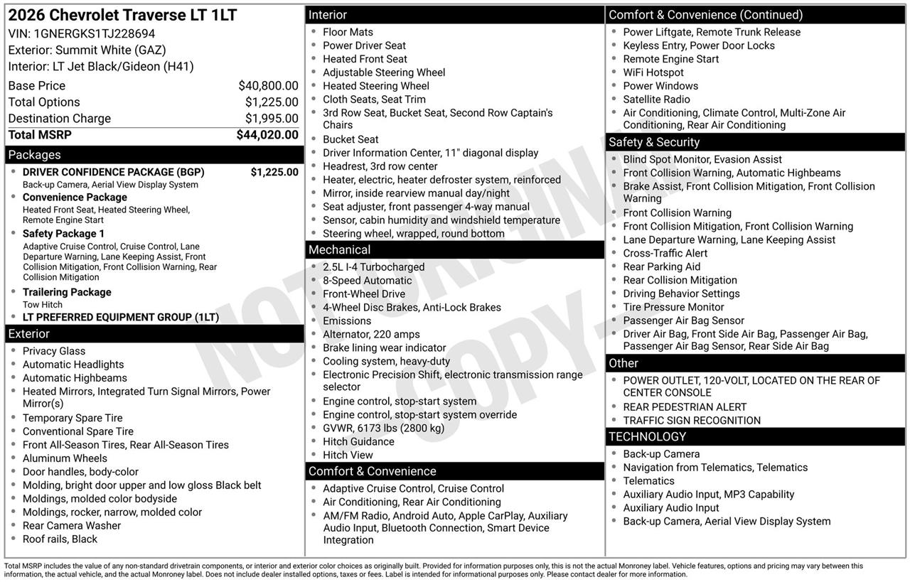Chevrolet Traverse LT 2026