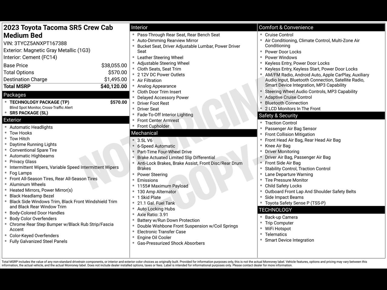 Toyota Tacoma SR5 Double Cab Long Bed V6 6AT 4WD 2023