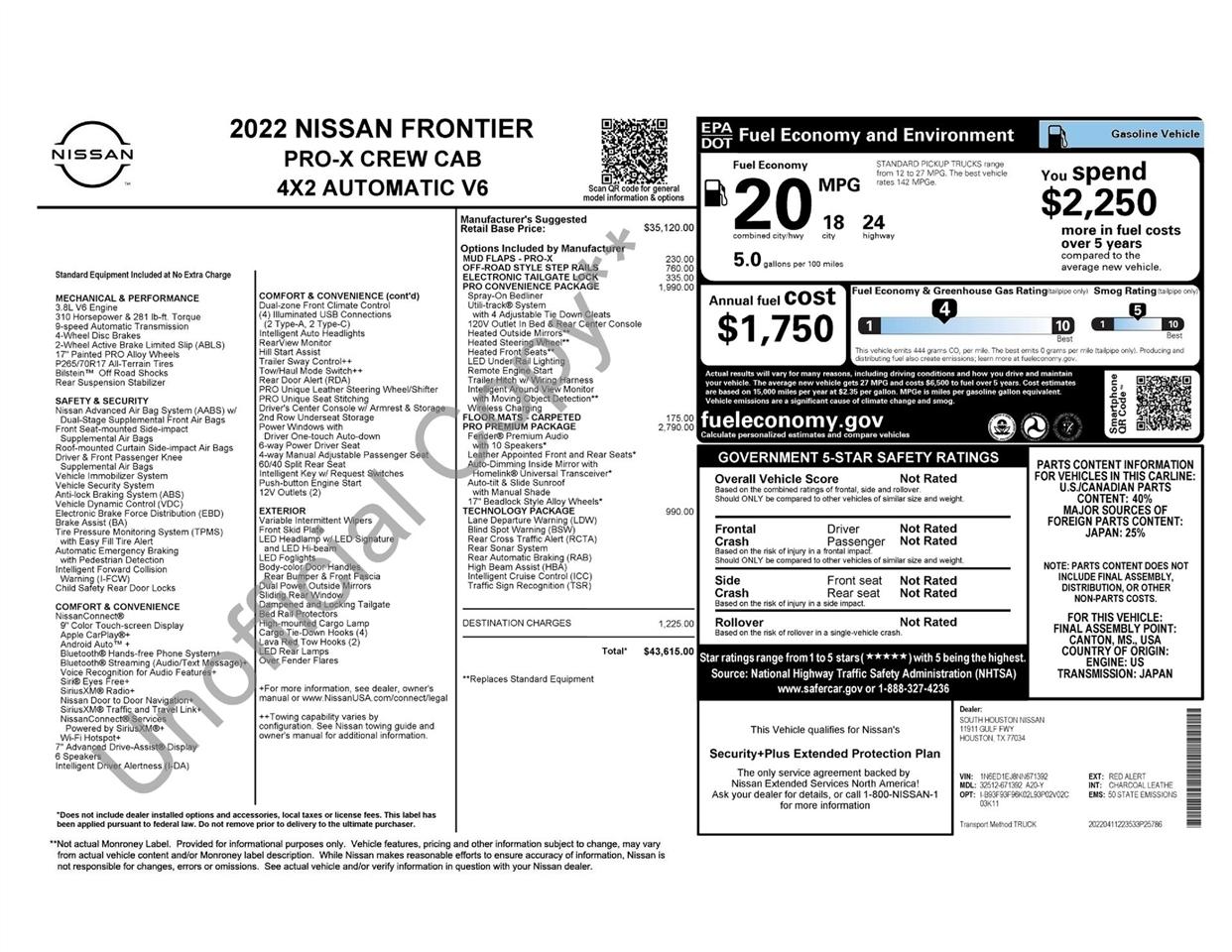 Nissan Frontier S Crew Cab 2WD 2022