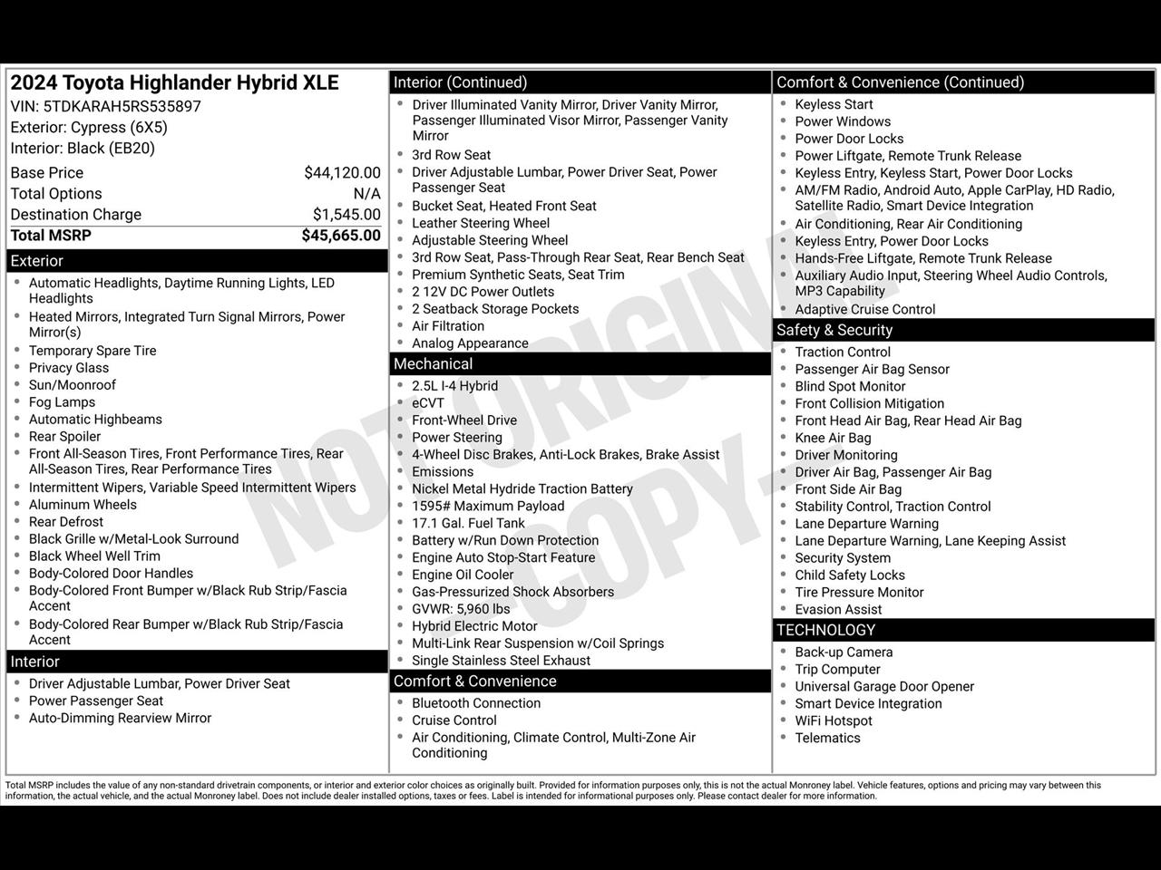 Toyota Highlander Hybrid Others 2024