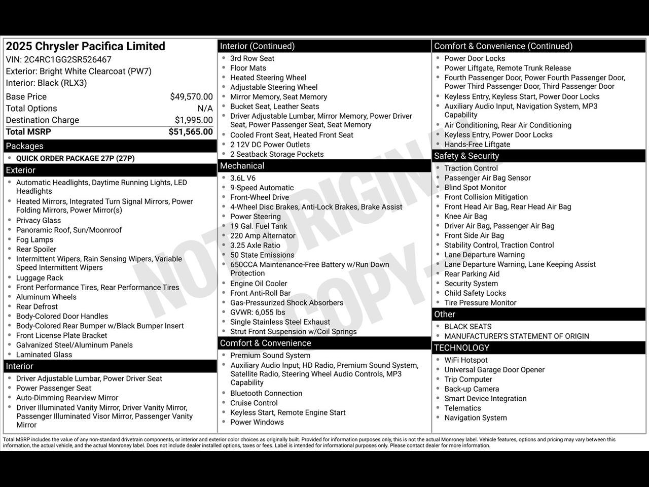 Chrysler Pacifica Limited 2025