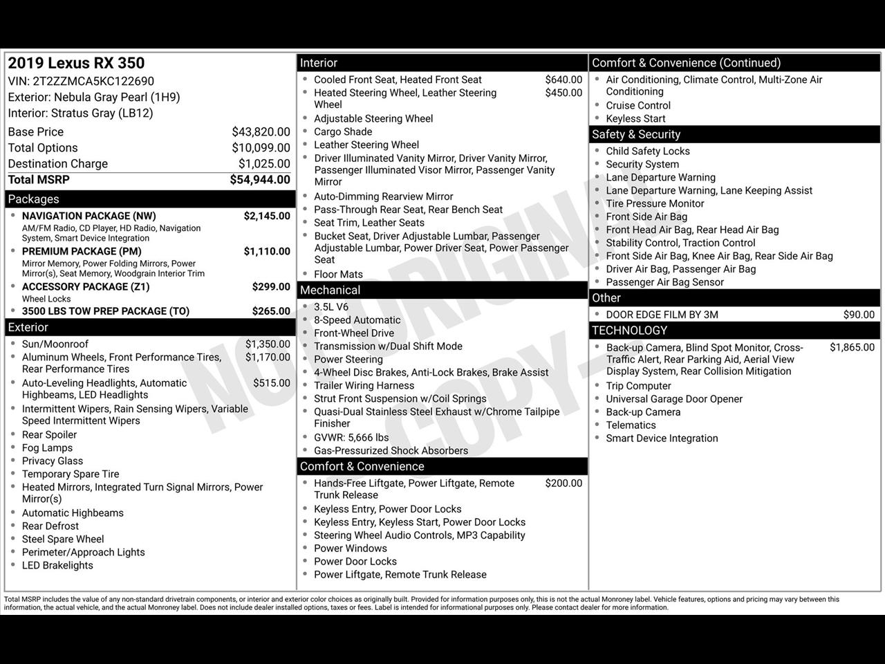 Lexus RX 350 FWD 2019