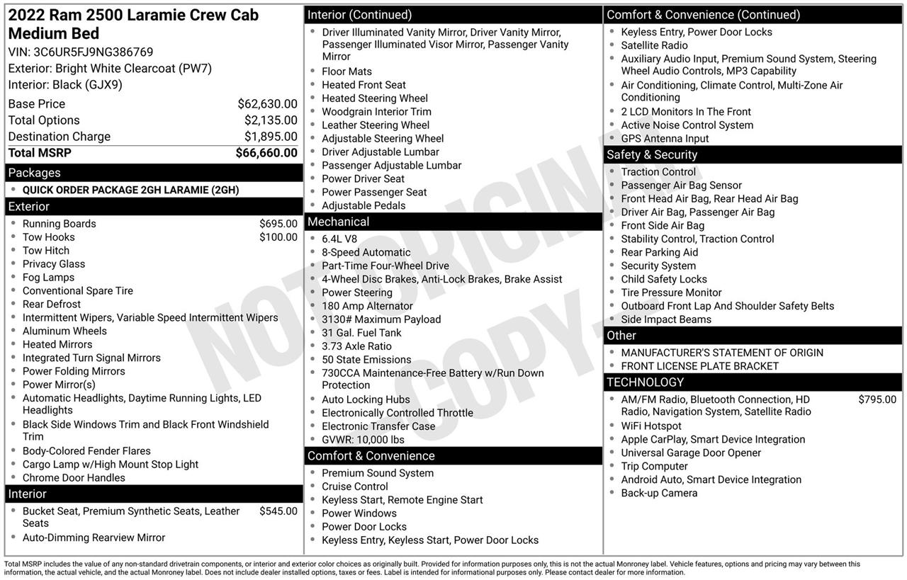 RAM 2500 Laramie Crew Cab SWB 4WD 2022