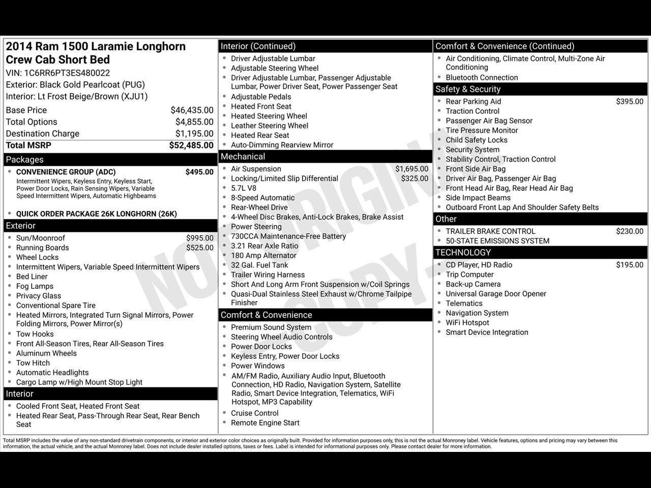 RAM 1500 Laramie Longhorn Edition Crew Cab SWB 2WD 2014