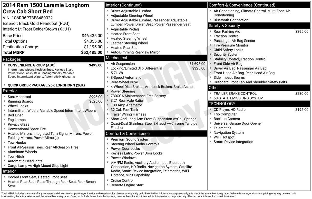 RAM 1500 Laramie Longhorn Edition Crew Cab SWB 2WD 2014