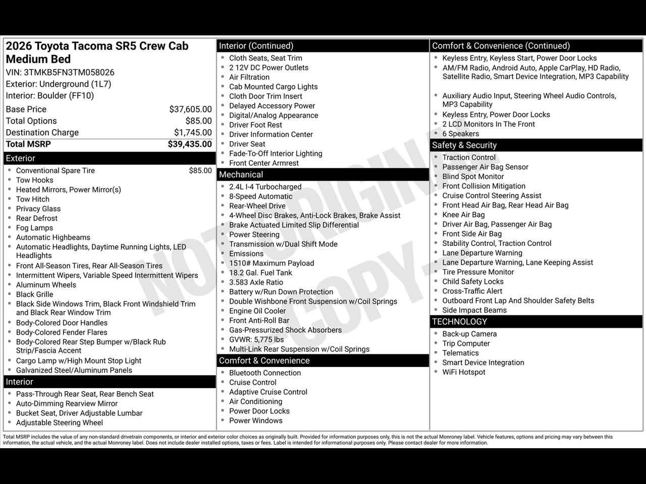 Toyota Tacoma TRD Sport Double Cab 2WD 2026