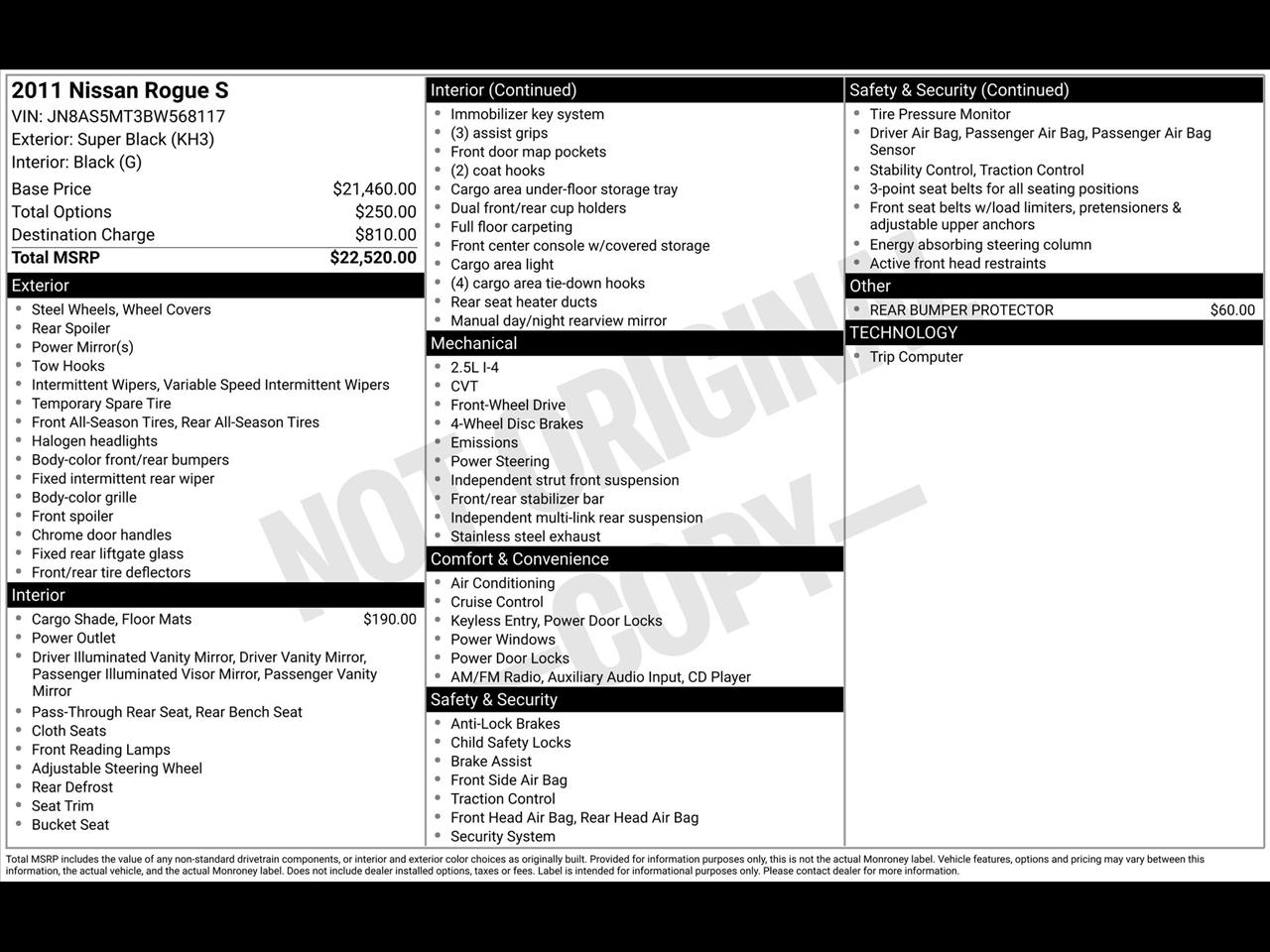 Nissan Rogue S 2WD 2011