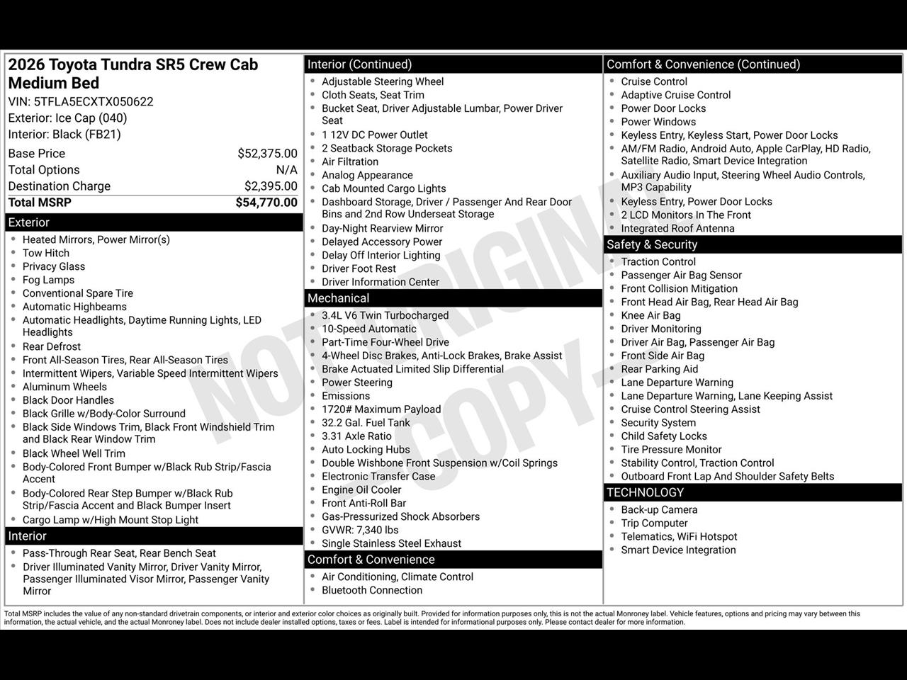 Toyota Tundra SR5 CrewMax 4WD Long Bed 2026