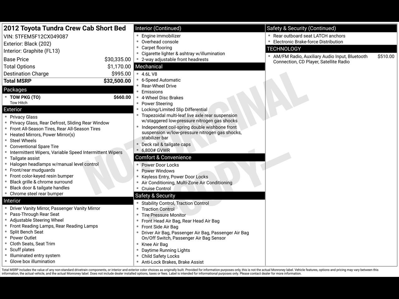 Toyota Tundra Tundra-Grade CrewMax 4.6L 2WD 2012