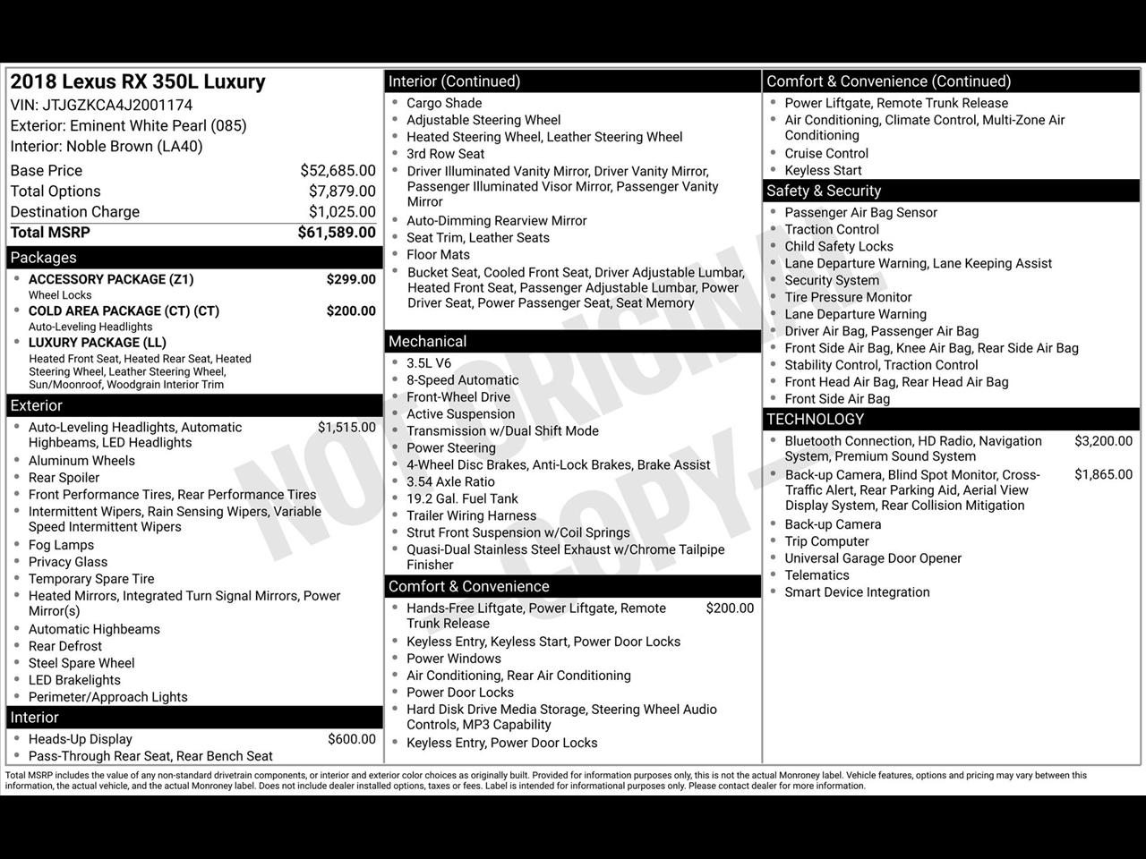 Lexus RX 350L Luxury FWD 2018