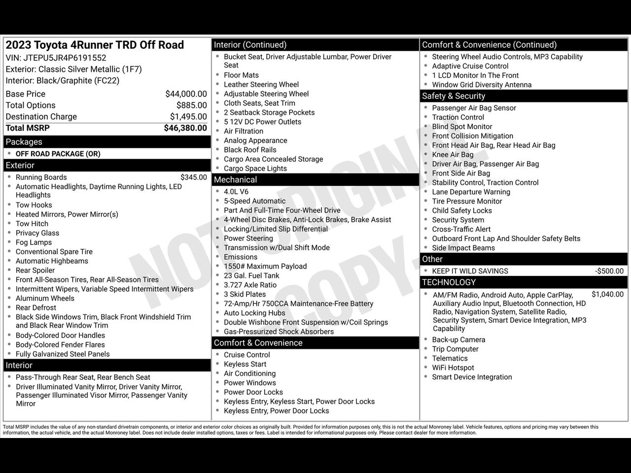 Toyota 4Runner TRD Off-road 4WD 2023