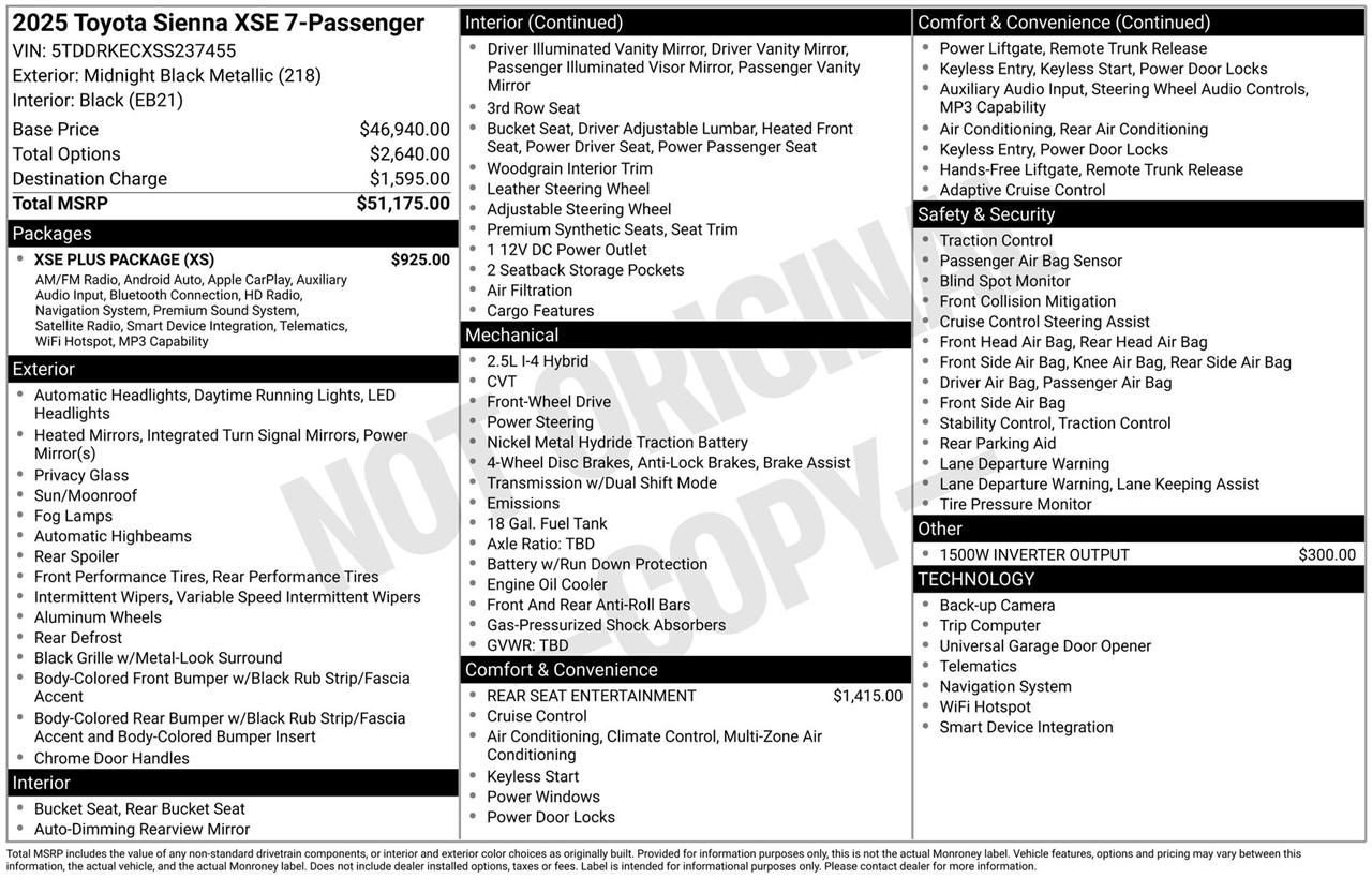 Toyota Sienna XSE 7-Passenger 2025
