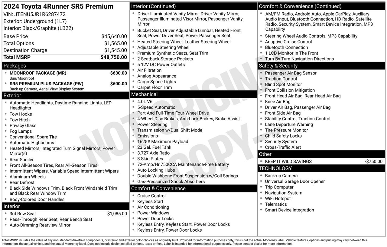 Toyota 4Runner SR5 Premium 4WD 2024