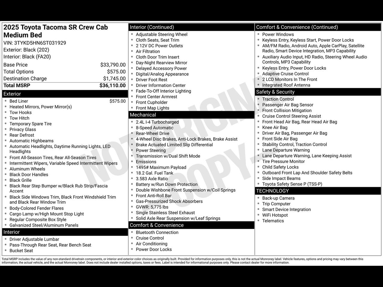 Toyota Tacoma SR Double Cab 2WD 2025
