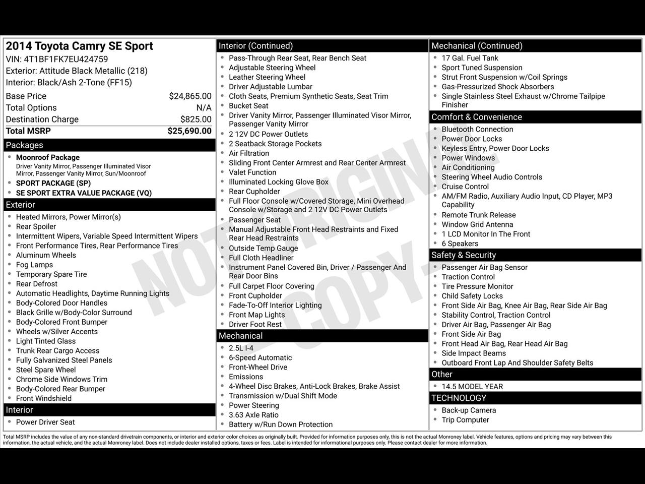 Toyota Camry L 2014