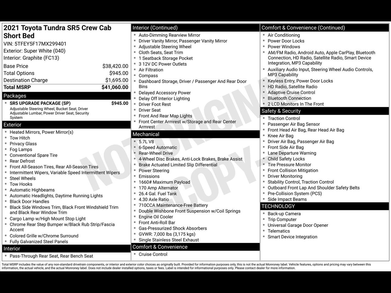 Toyota Tundra SR5 5.7L V8 CrewMax 2WD 2021