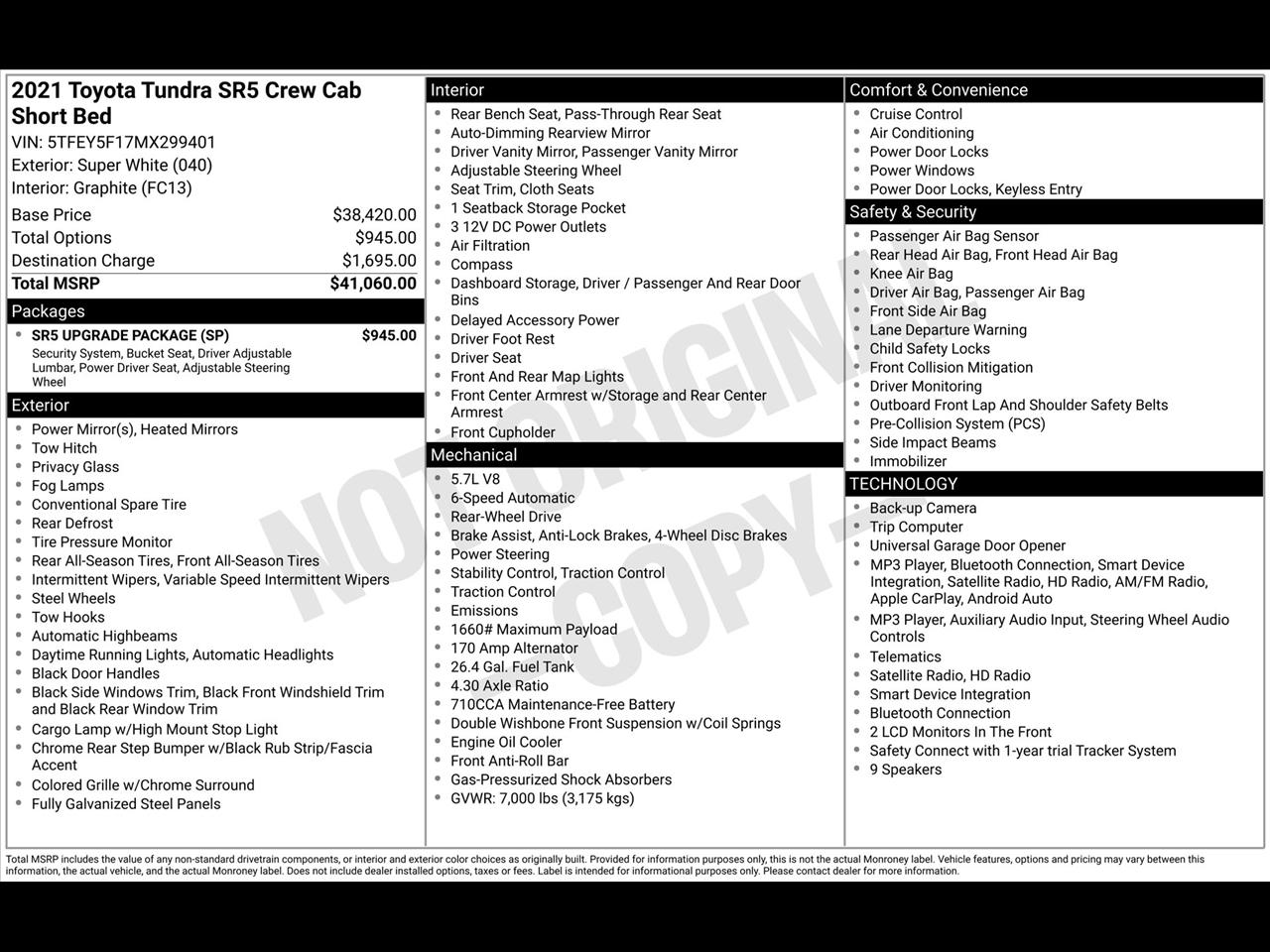 Toyota Tundra SR5 5.7L V8 CrewMax 2WD 2021