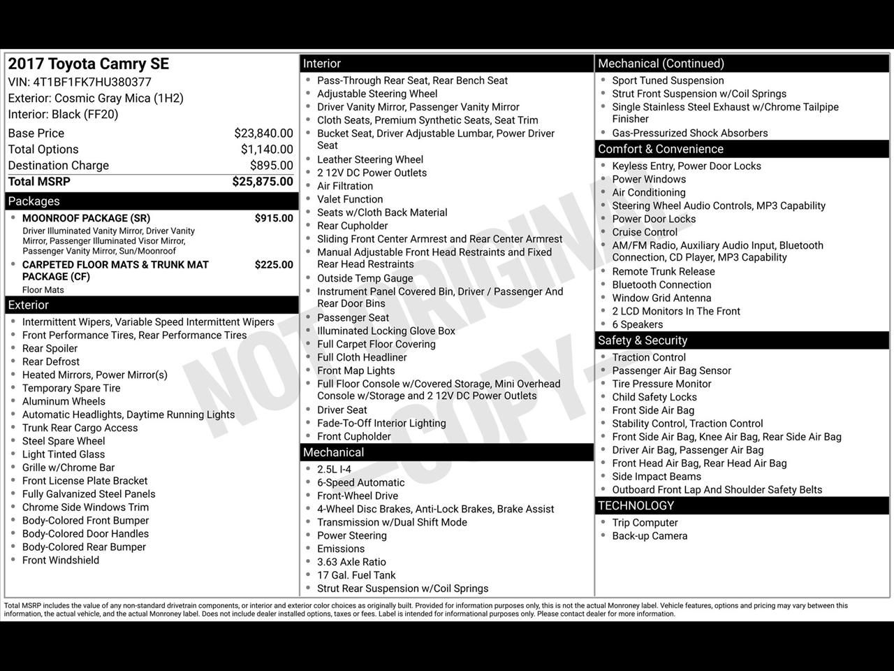 Toyota Camry SE 2017