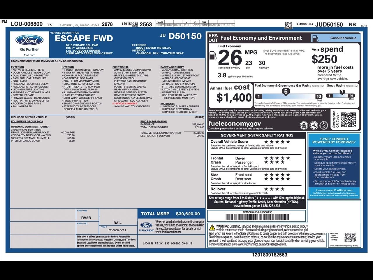 Ford Escape SEL FWD 2018