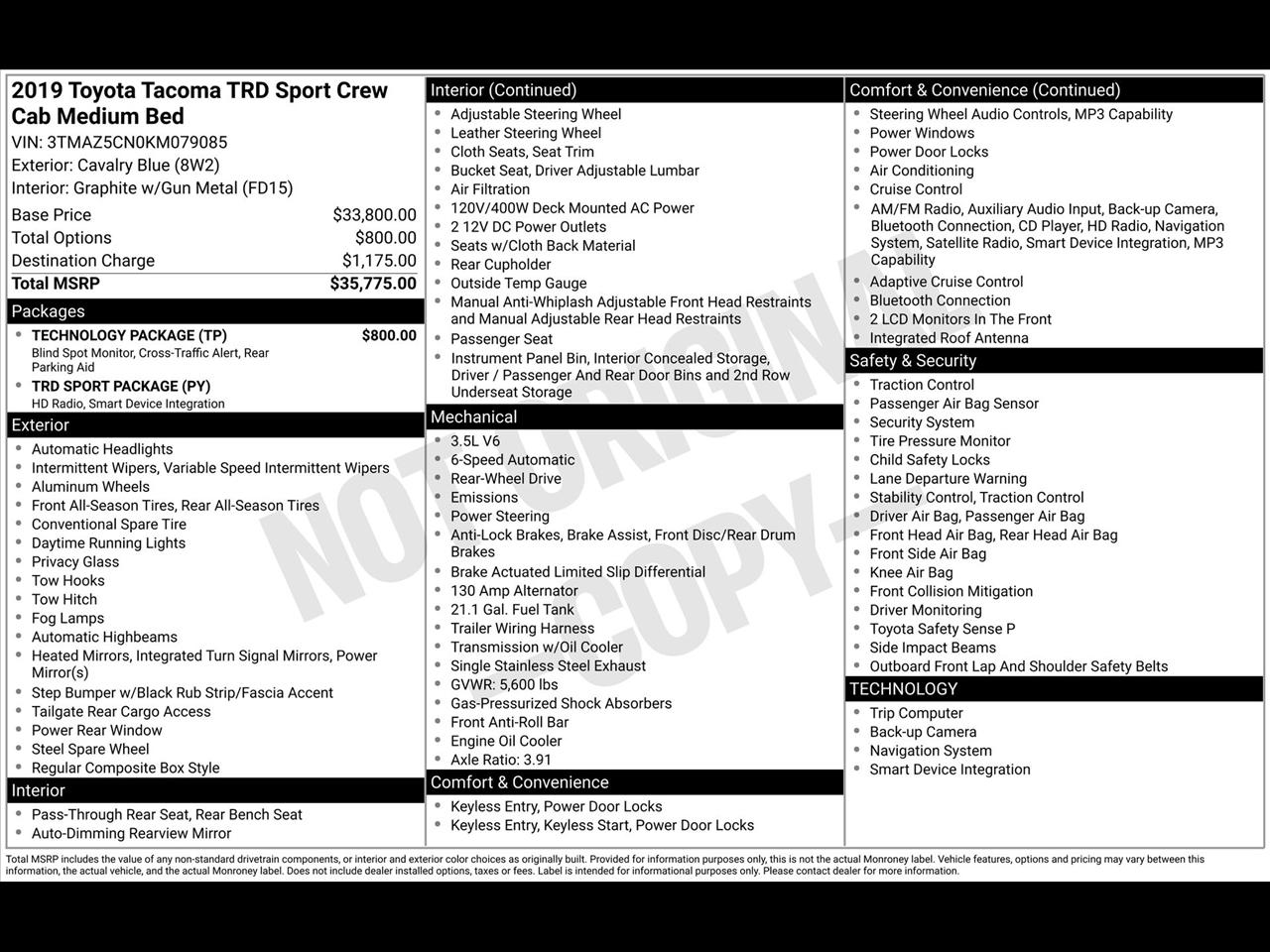 Toyota Tacoma SR5 Double Cab Long Bed V6 6AT 2WD 2019