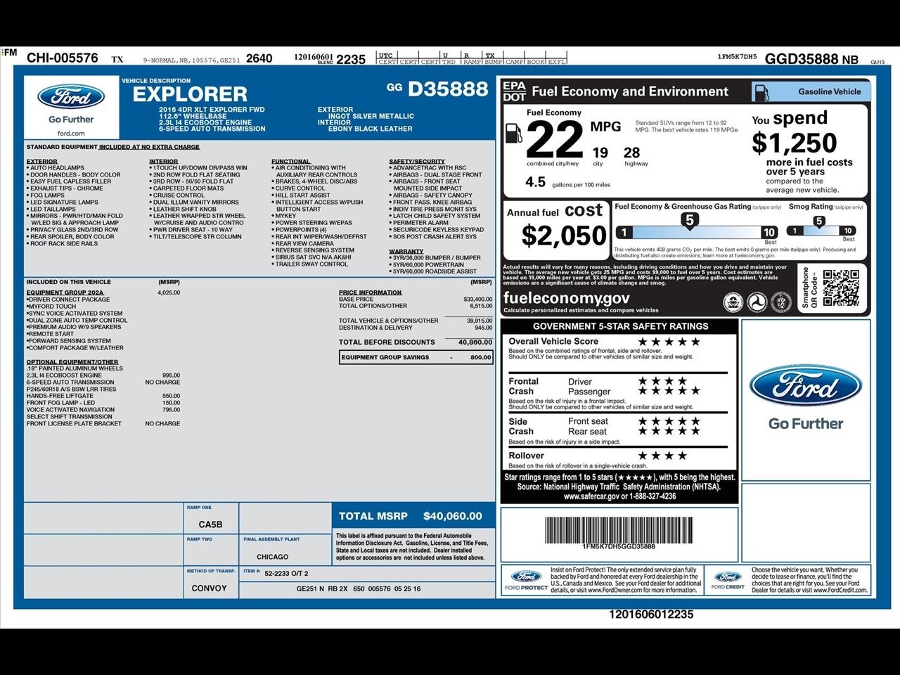 Ford Explorer XLT FWD 2016