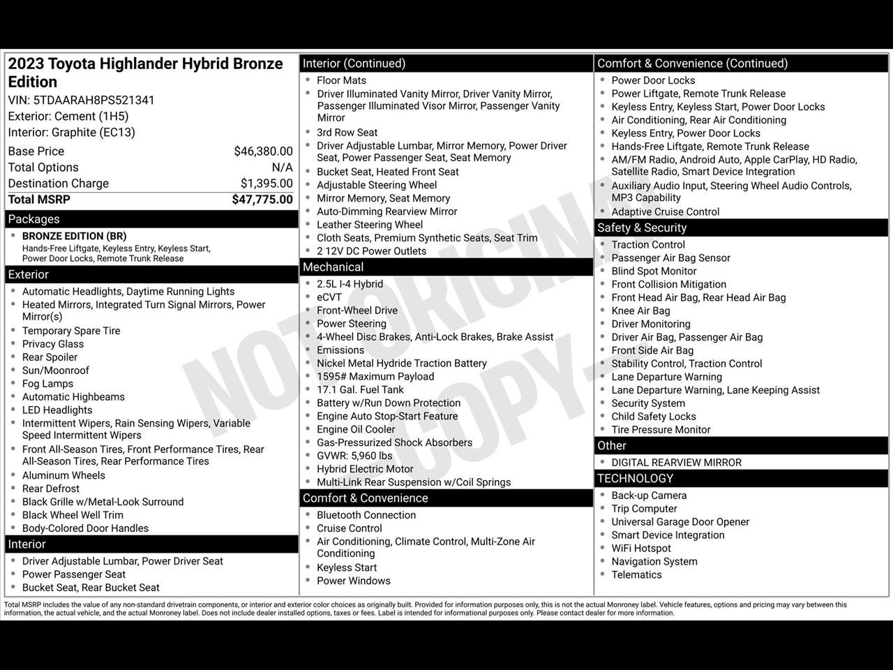 Toyota Highlander Hybrid Bronze Edition 2023
