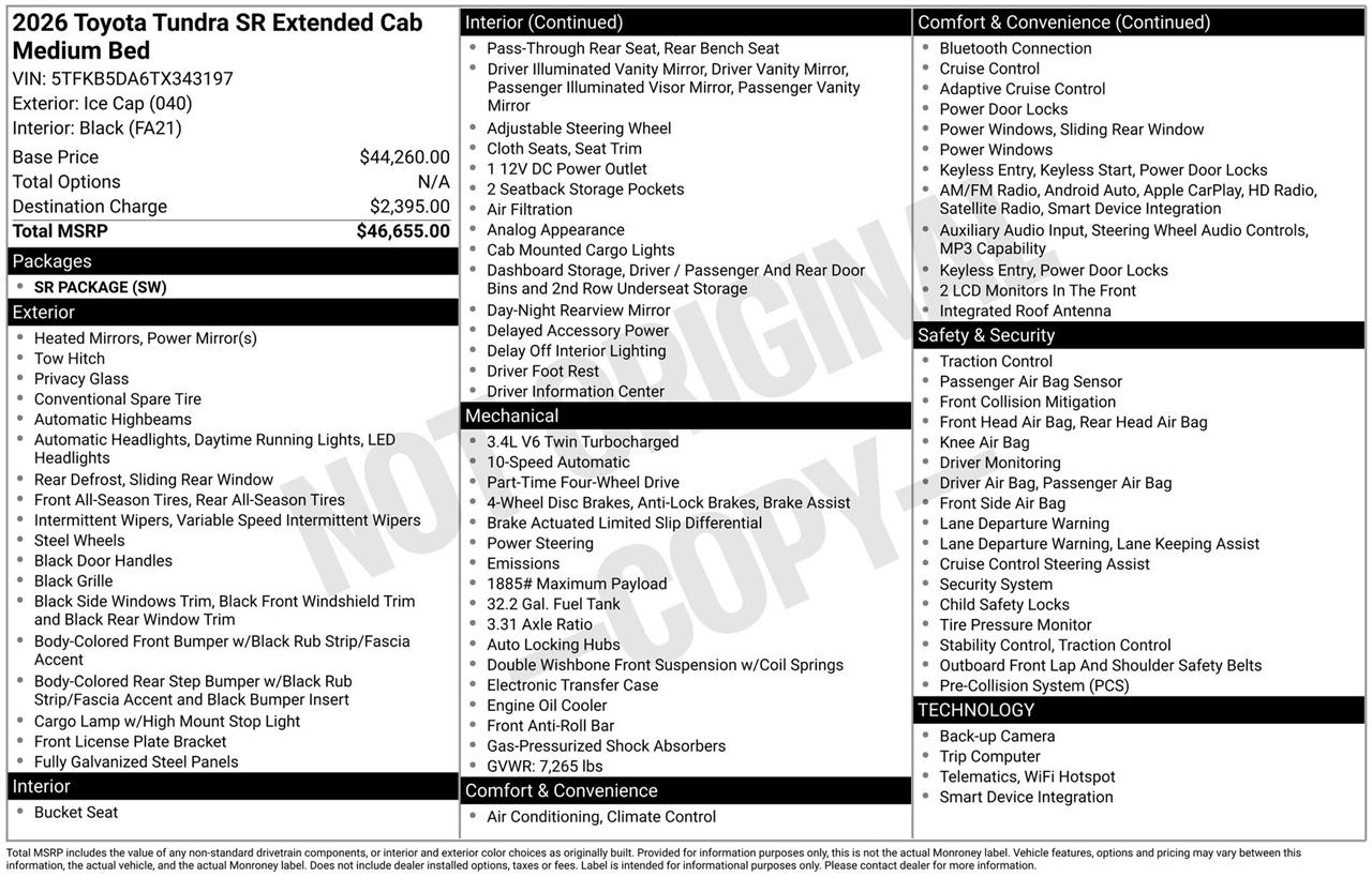 Toyota Tundra SR Double Cab 4WD 2026