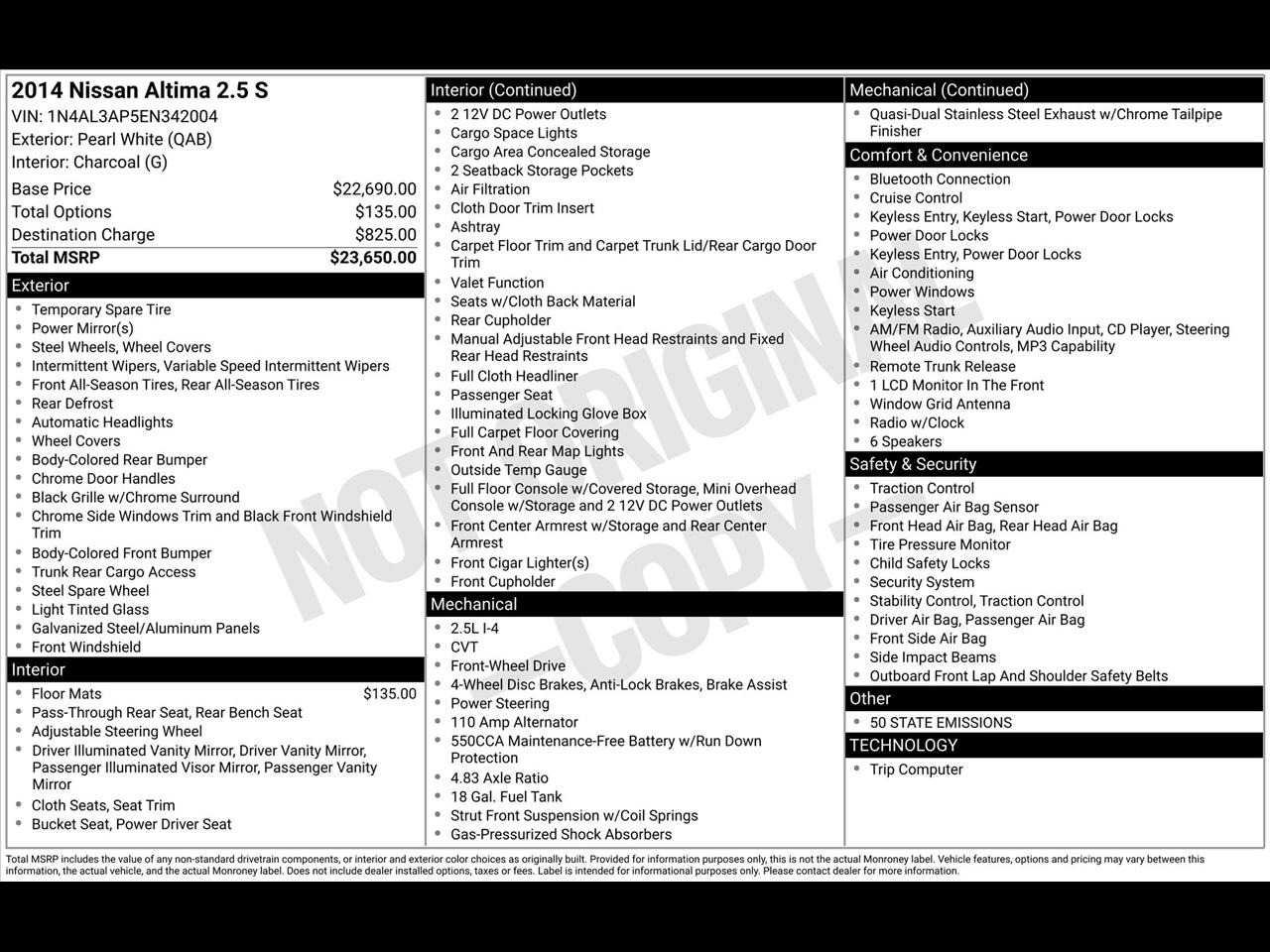 Nissan Altima 2.5 S 2014