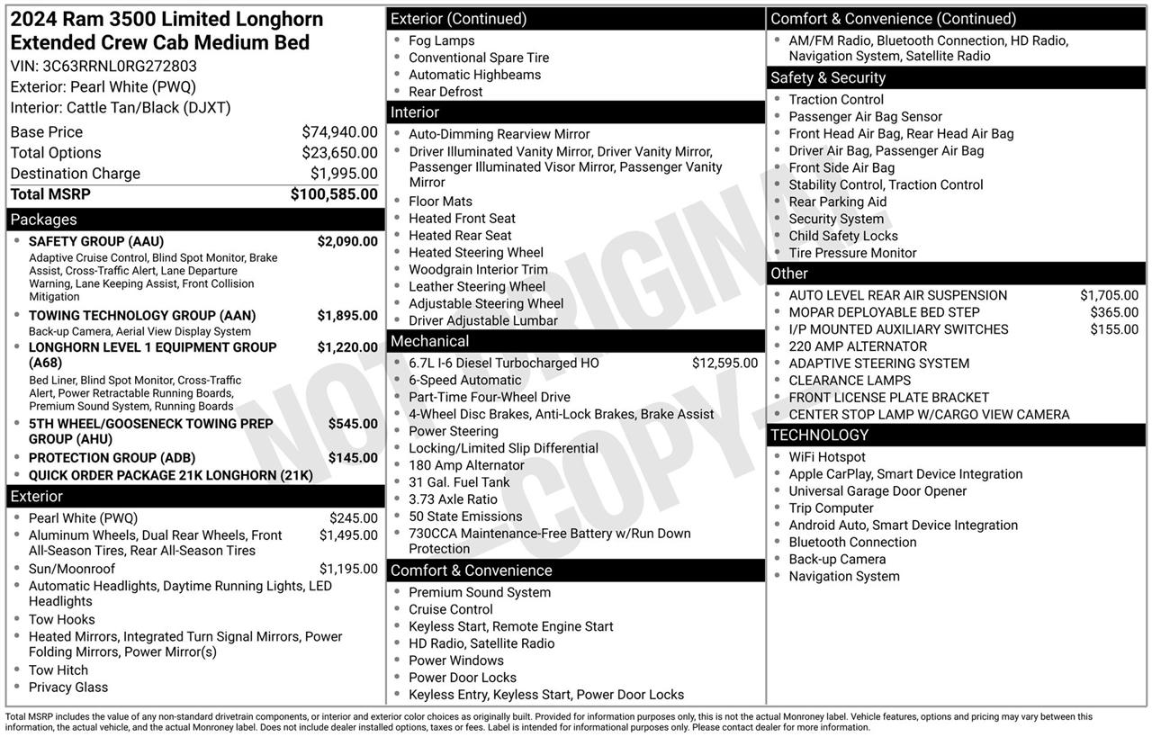 RAM 3500 Longhorn Mega Cab 4WD DRW 2024