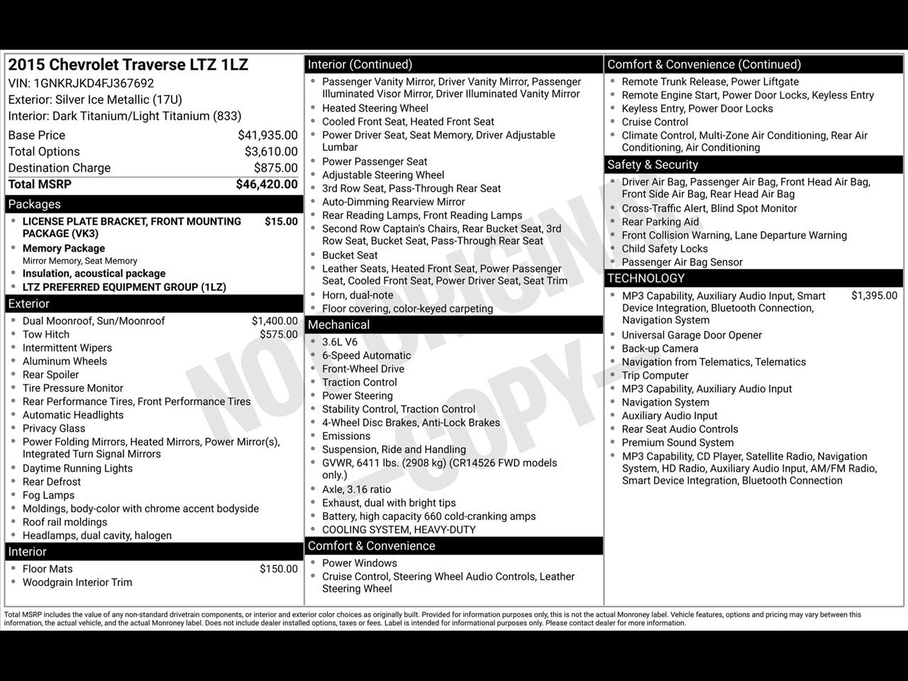 Chevrolet Traverse LTZ FWD 2015