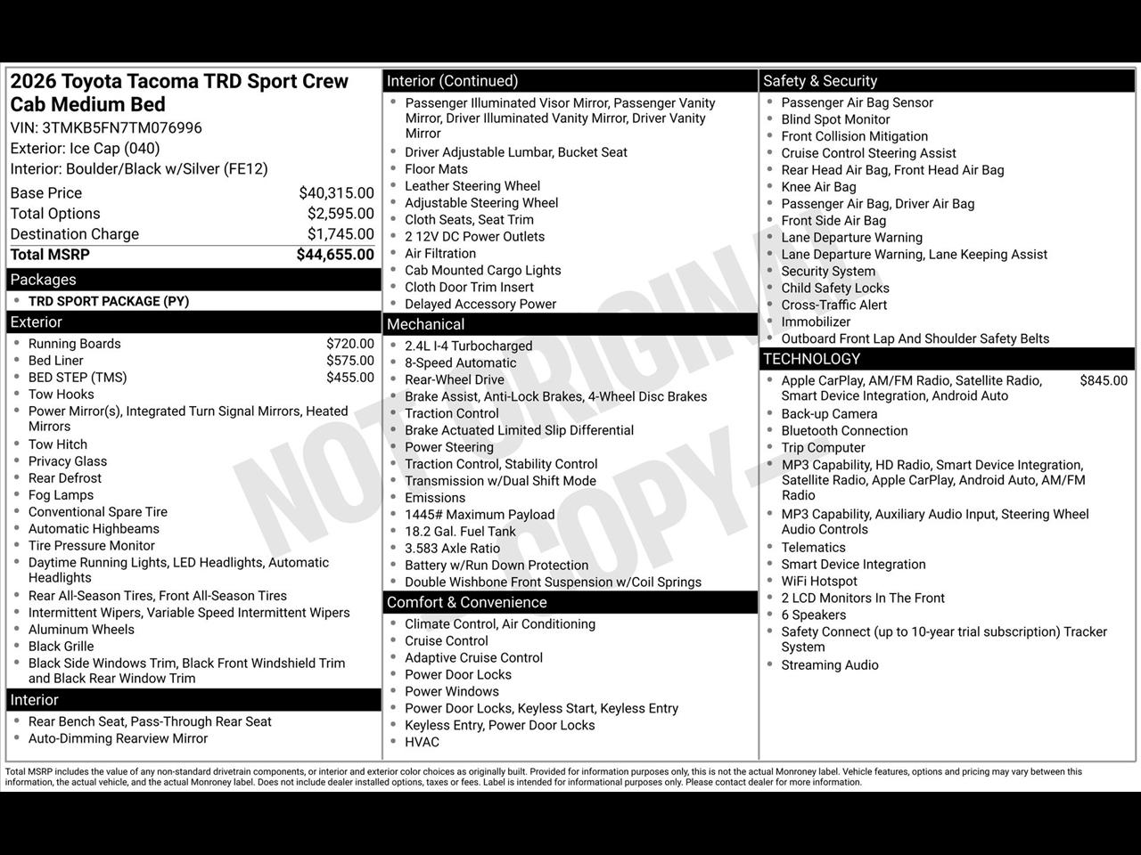 Toyota Tacoma TRD Sport Double Cab 2WD 2026