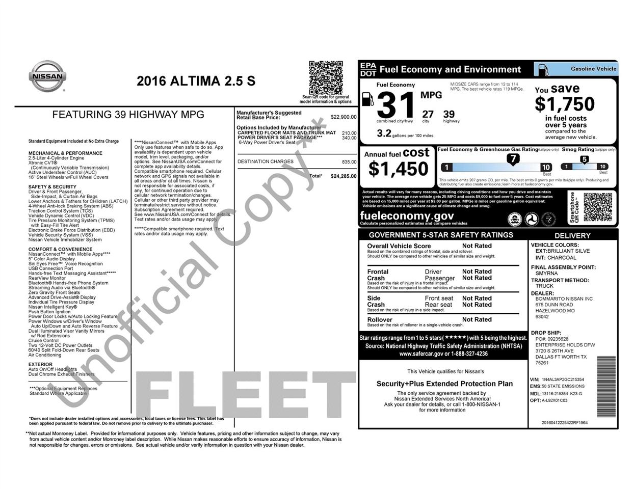 Nissan Altima 2.5 2016