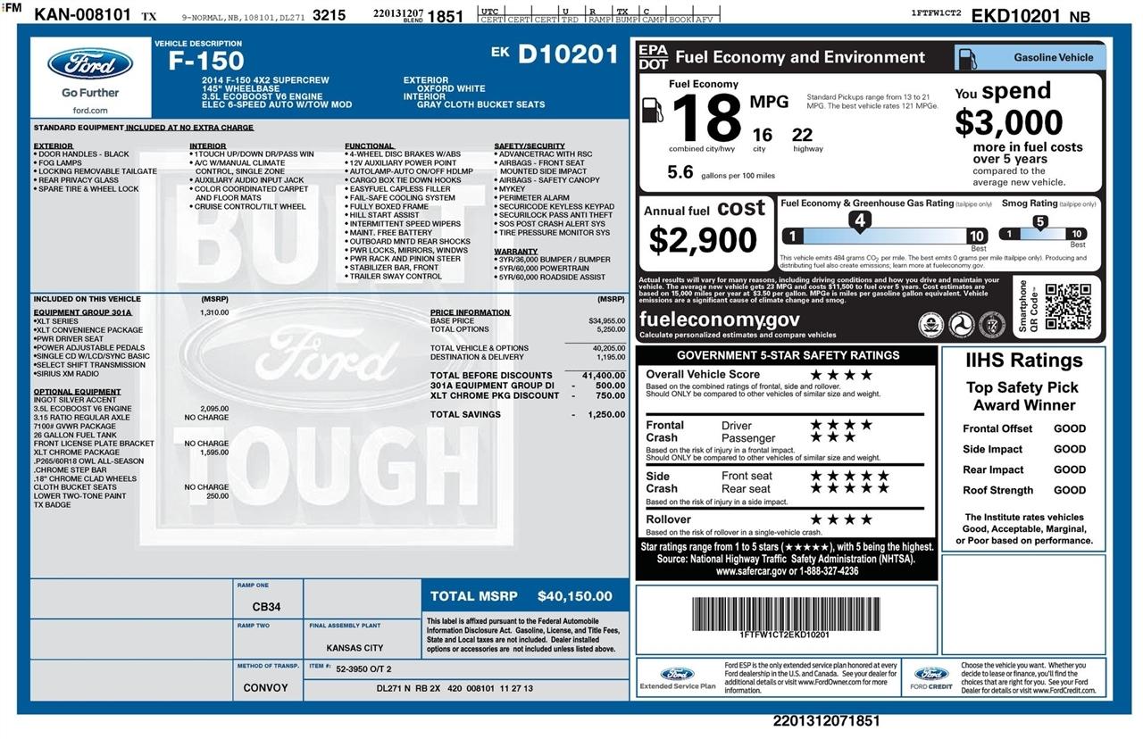 Ford F-150 XLT SuperCrew 6.5-ft. Bed 2WD 2014