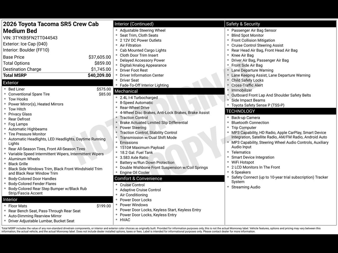 Toyota Tacoma TRD Sport Double Cab 2WD 2026