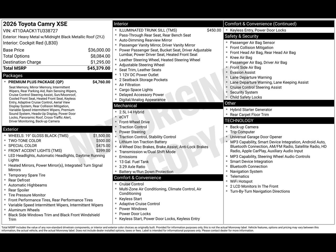 Toyota Camry Hybrid XLE 2026