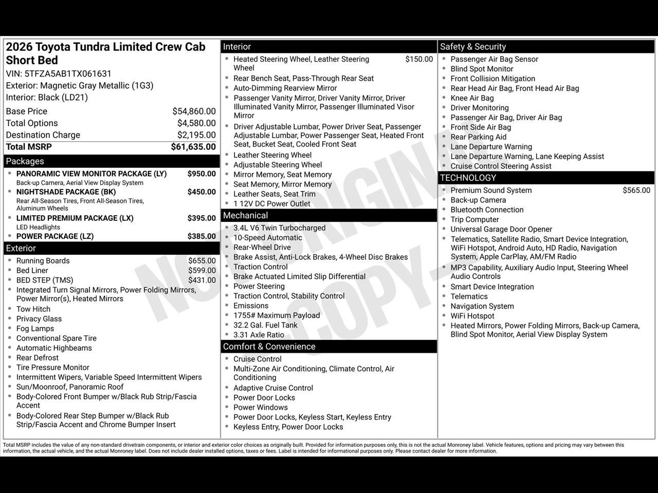 Toyota Tundra Limited CrewMax 2WD 2026