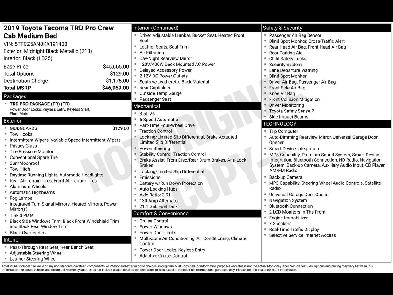 Toyota Tacoma SR5 Double Cab Long Bed V6 6AT 4WD 2019