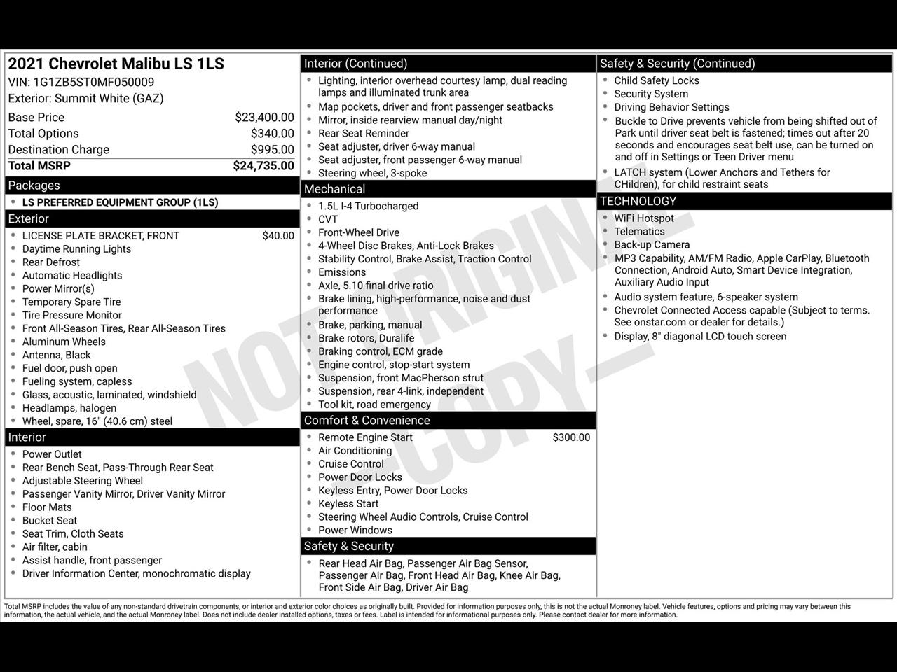 Chevrolet Malibu LS 2021
