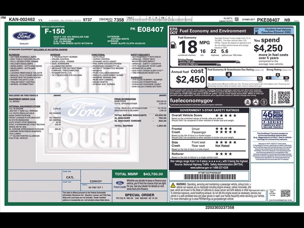 Ford F-150 XL 8-ft. Bed 2WD 2023