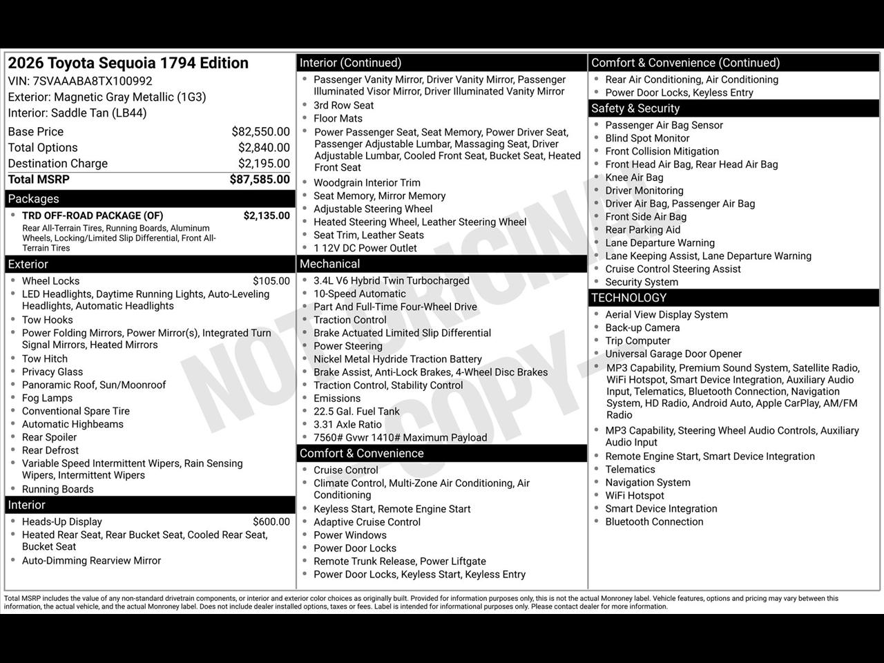 Toyota Sequoia TRD Pro 4WD 2026