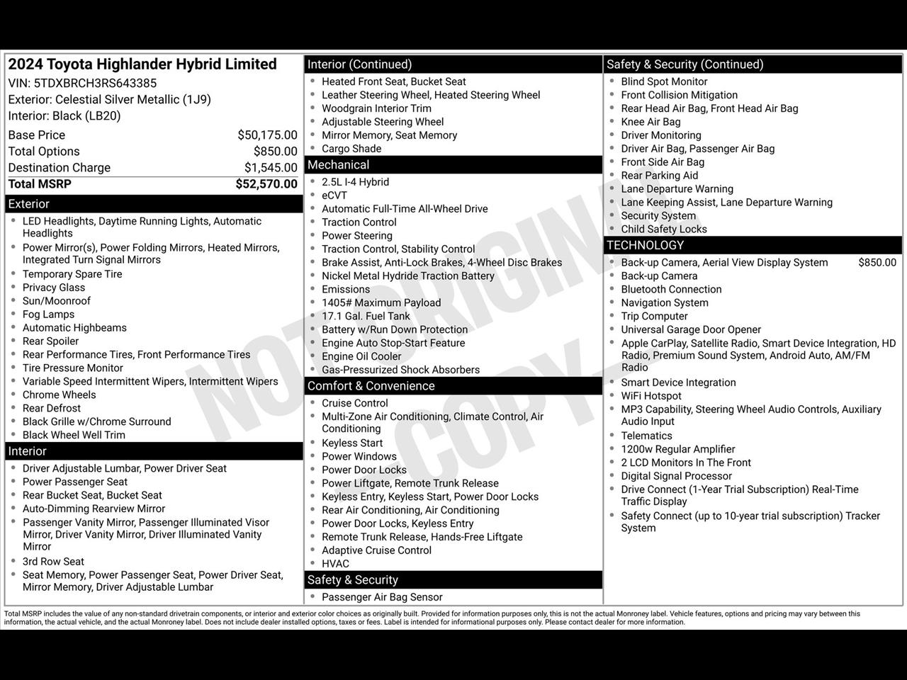 Toyota Highlander Hybrid Limited AWD 2024