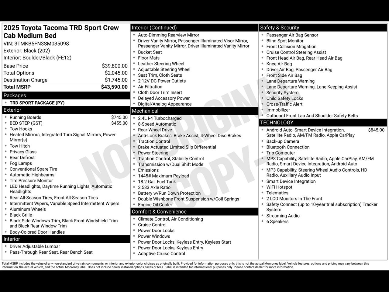 Toyota Tacoma TRD Sport Double Cab 2WD 2025