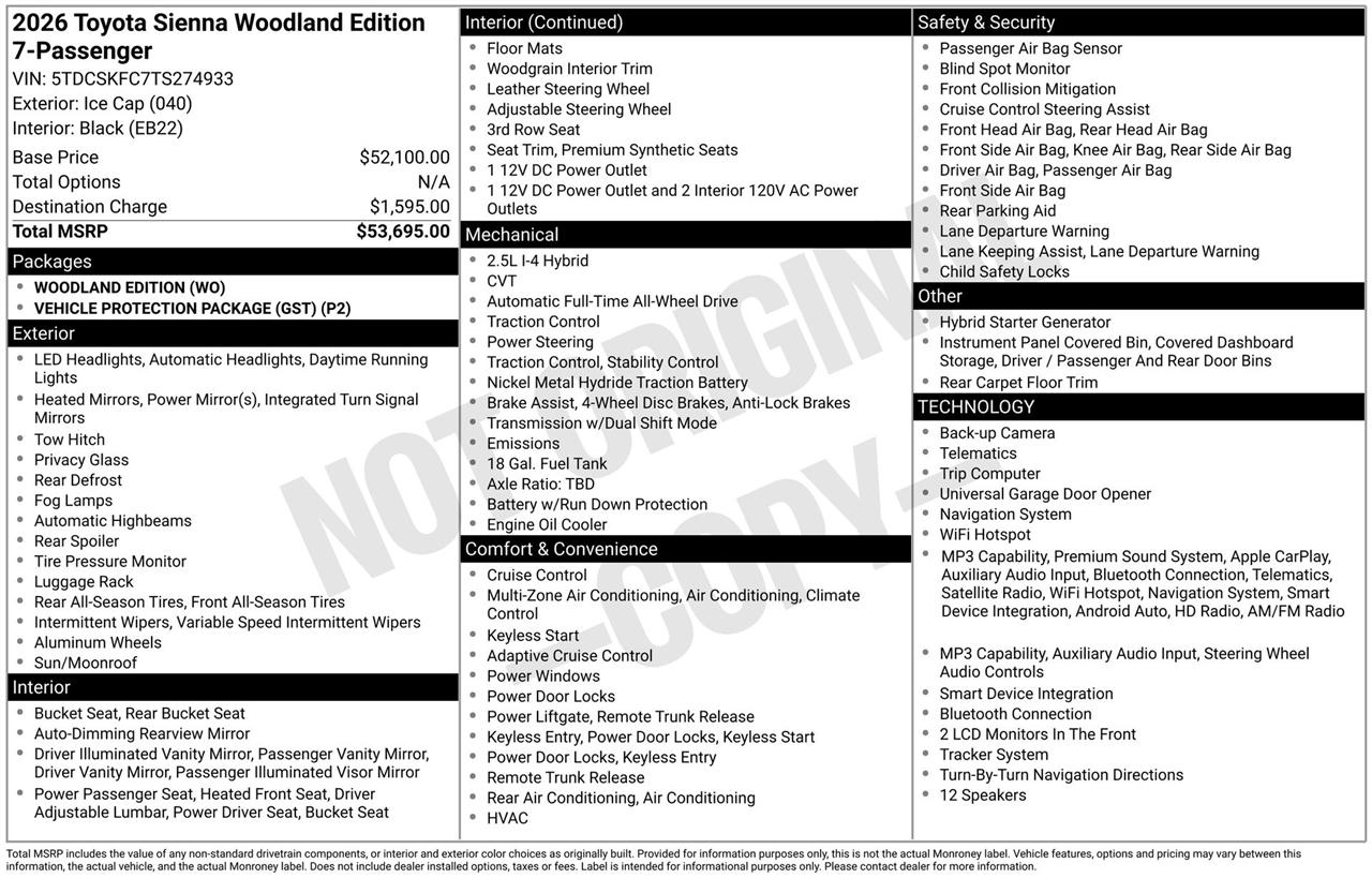 Toyota Sienna XLE AWD 2026