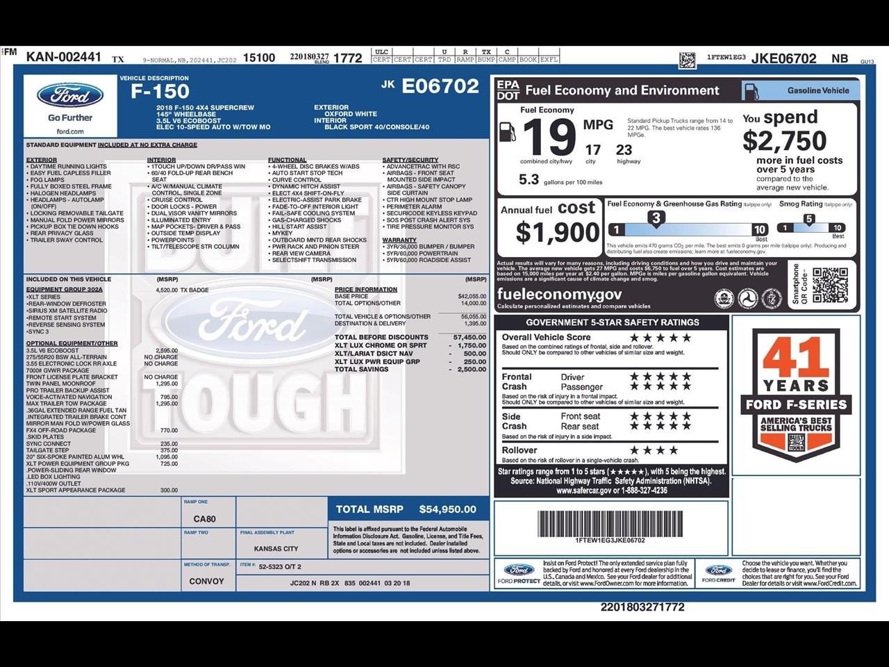 Ford F-150 XLT SuperCrew 5.5-ft. Bed 4WD 2018
