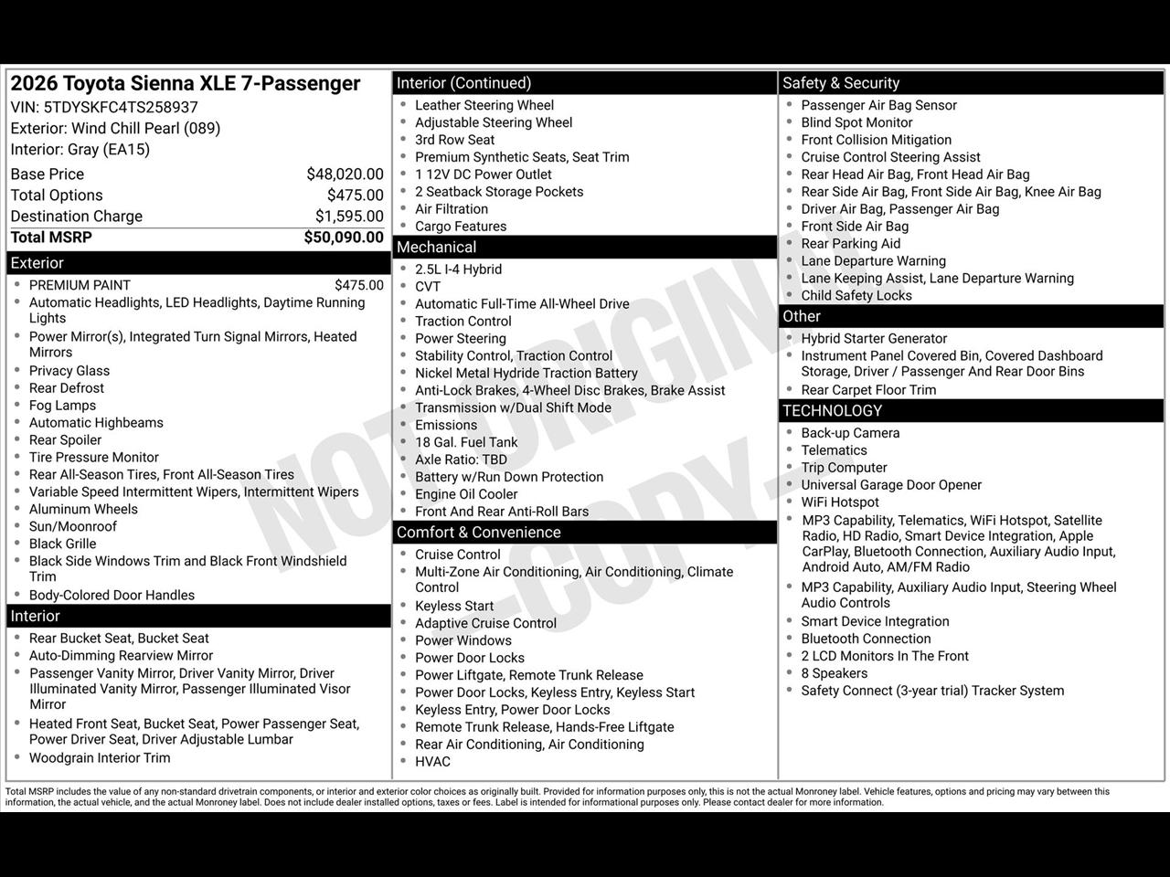 Toyota Sienna XLE 7-Passenger AWD 2026