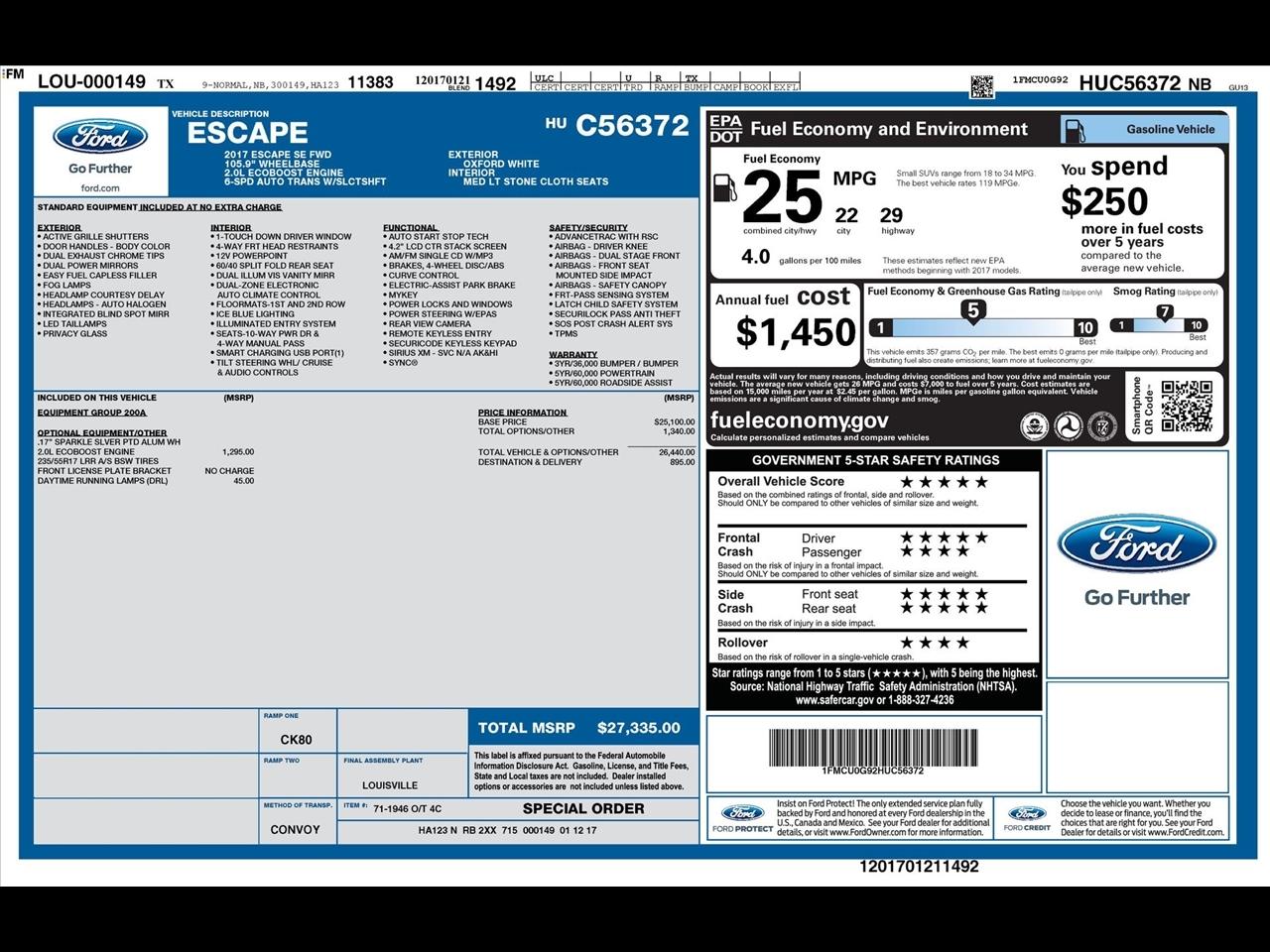 Ford Escape SE FWD 2017