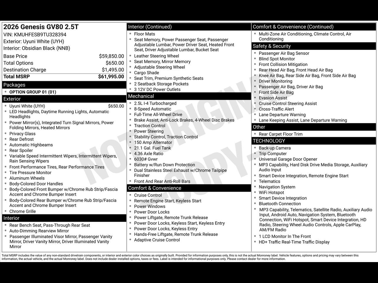 Genesis GV80 2.5T AWD 2026