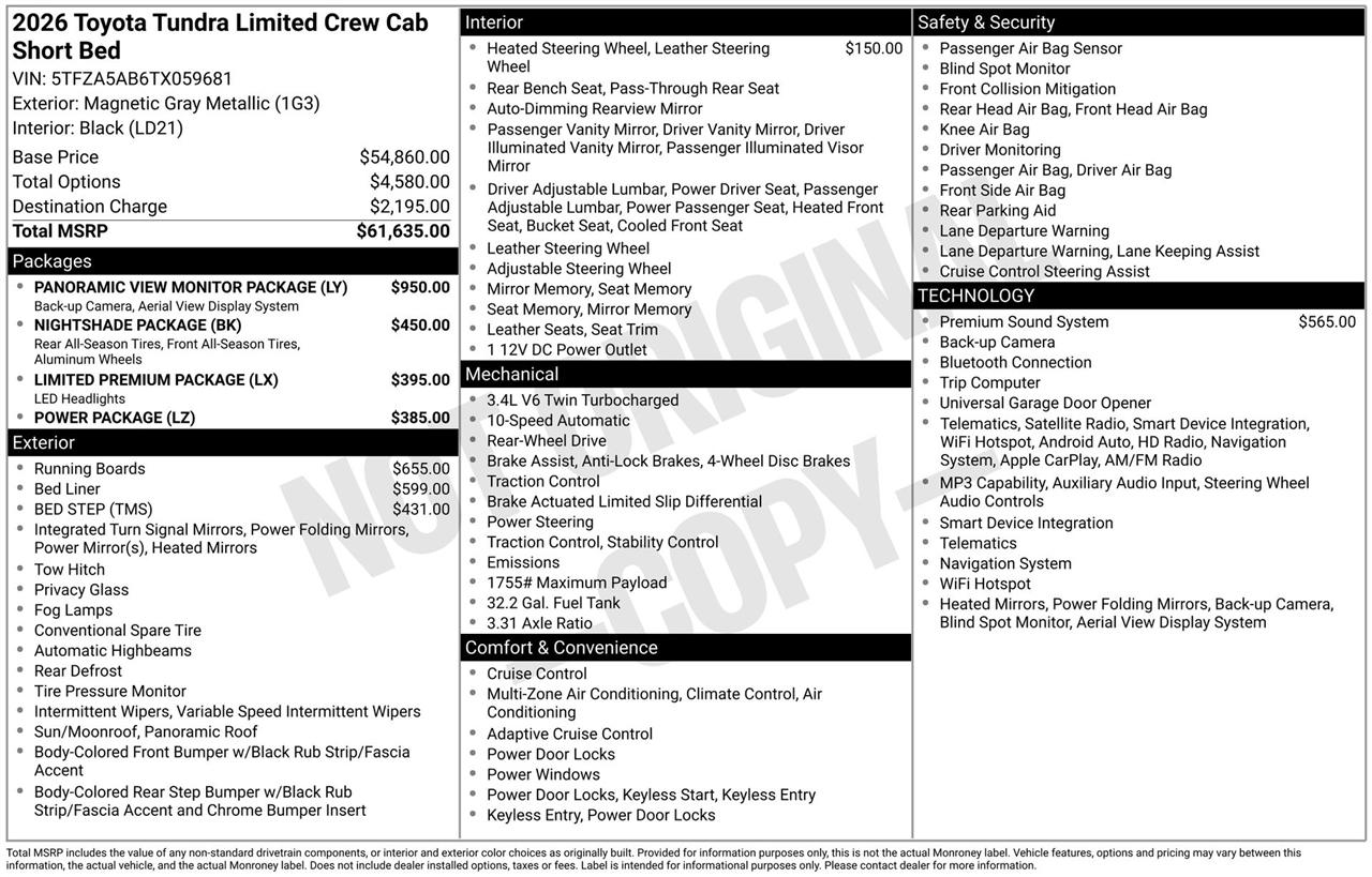 Toyota Tundra Limited CrewMax 2WD 2026
