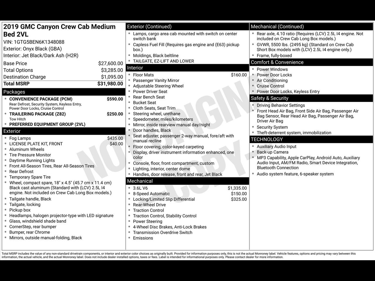 GMC Canyon Base Truck Crew Cab 2WD Long Box 2019