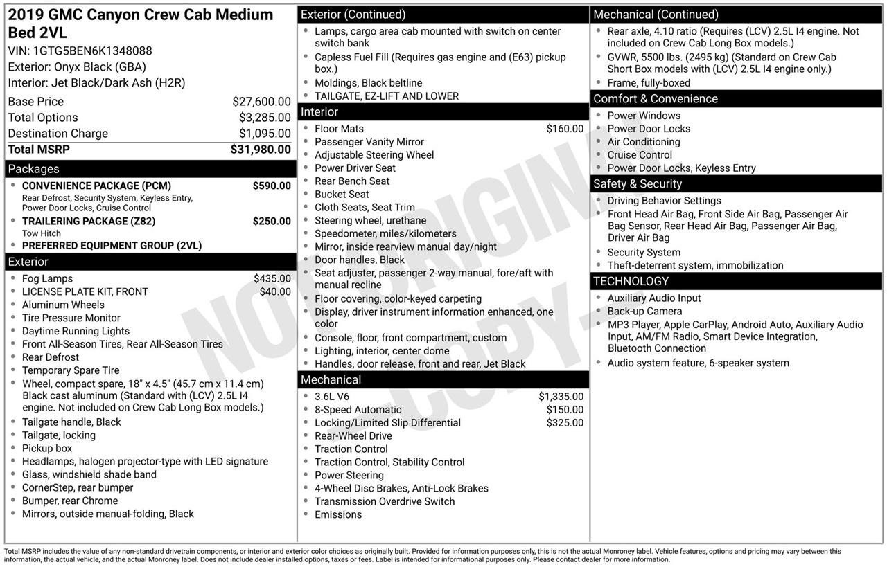 GMC Canyon Base Truck Crew Cab 2WD Long Box 2019
